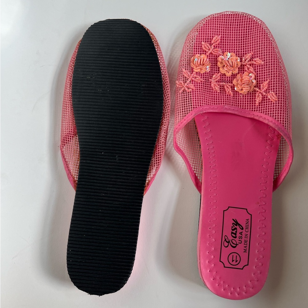 COPY - Y2k pink beaded slippers